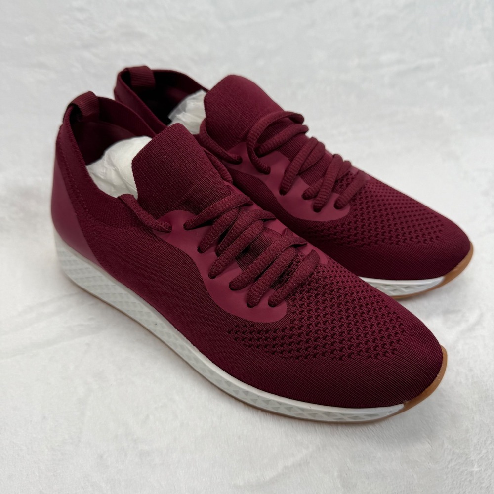 J/Slides Urban Sport Sneakers Knit Maroon Lace Up Comfort Shoes Size 7